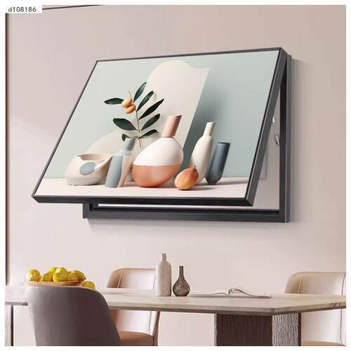 奶油风电表箱装饰画光影花卉免打孔现代简约挂画清新液压杆遮挡画
