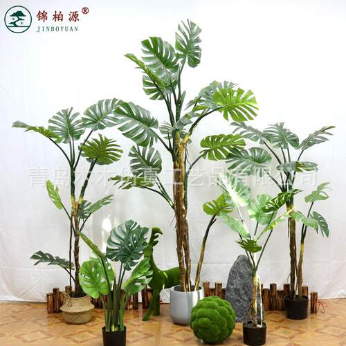 仿真绿植龟背竹假植物造景龟背叶仿真盆栽客厅室内装饰摆件龟背树