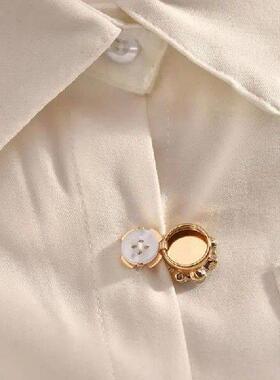 Small Rhinestone Buttons Blouses Button Covers Clip-On For
