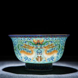 家用碗景德镇餐具金边骨瓷饭碗高档礼品 招财鹿石榴碗珐琅彩碗中式