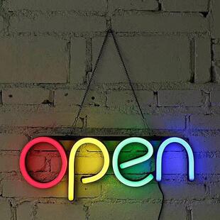 24小时OPEN灯牌LED广告牌欧美电商OPEN霓虹指示灯牌