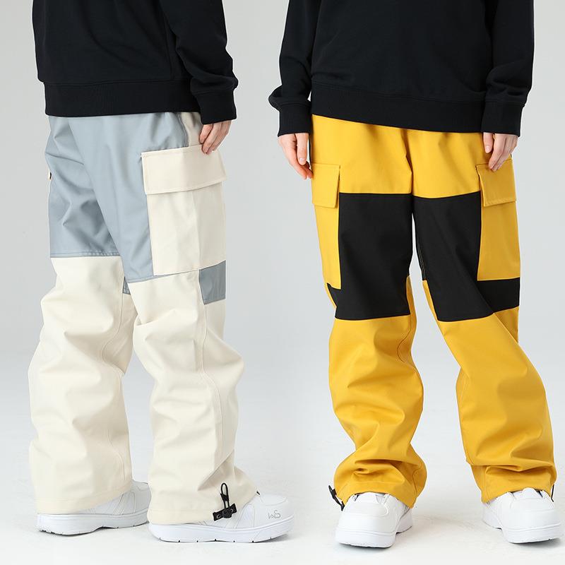 雪怡派新品OVERSIZE宽松工装拼色滑雪裤女防风防水男滑雪服