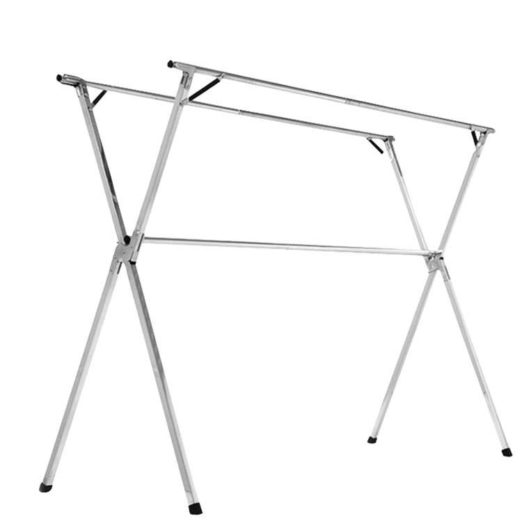 厂家批发x型不锈钢折叠晾衣架阳台家居双杆三杆落地式晒衣架