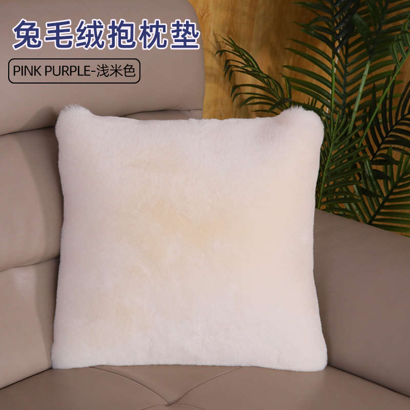 毛绒抱枕沙发靠垫冬季护腰靠垫办公室午休靠枕床头靠背腰枕垫含芯