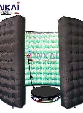 新凯工厂直销充气照相亭墙黑色弧形墙 LED充气360度背景圆形墙