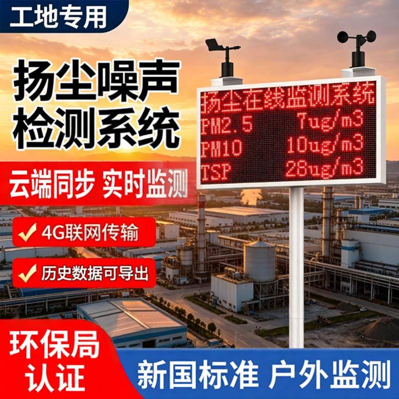扬尘噪声监测系统工地建筑环境检测仪噪音pm2.5风速线上监测设备