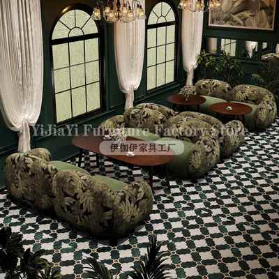 复古沙发椅中古双人沙发餐厅餐桌椅组合餐饮咖啡商用法式实木沙发