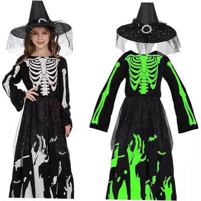 Glow-in-the-dark Reaper skeleton costume Halloween cosplay