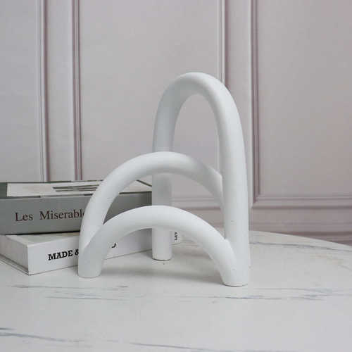 屏风现代简约客厅电视柜饰品拱形玄关摆设摆件树脂书房白色