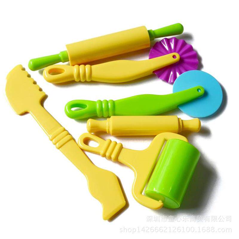 跨境供应彩泥工具大6件手堆滚轮擀面仗橡皮泥面团模具泥塑黏土