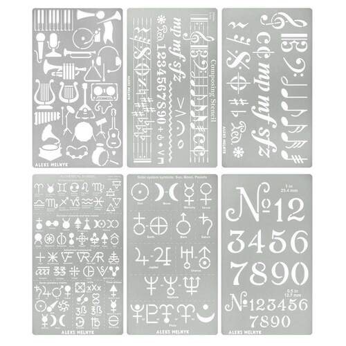 跨境不锈钢304多功能102*178金属模板尺镂空手账绘图工具尺