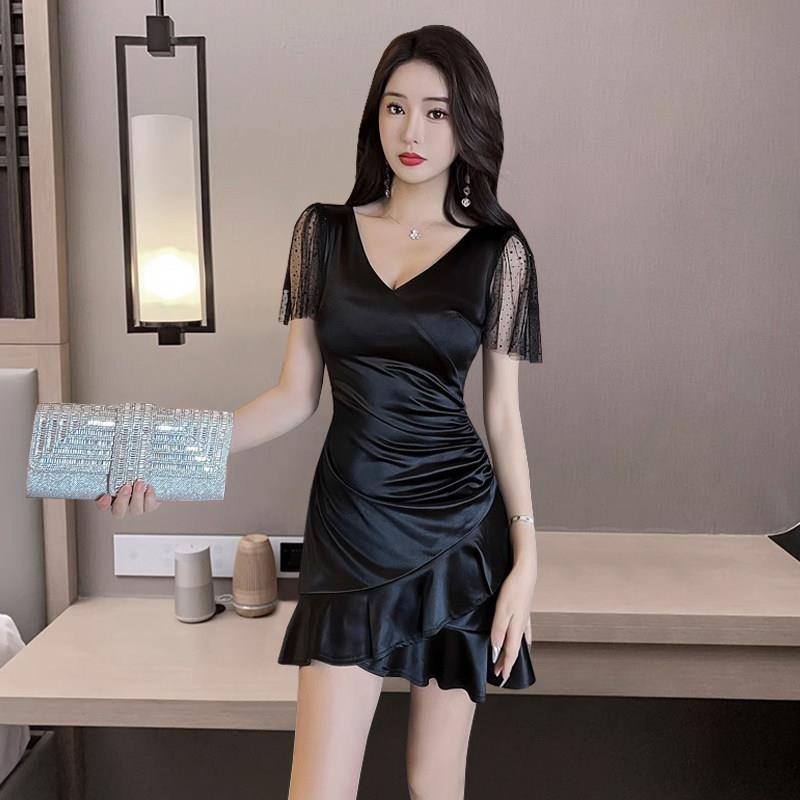 夜店女装性感低胸夜总店洋装修身显瘦包臀夜总会夜场上班衣服