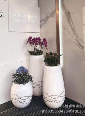 商场玻璃钢花盆户外落地花钵酒店装饰组合园林景观种植大花瓶园艺