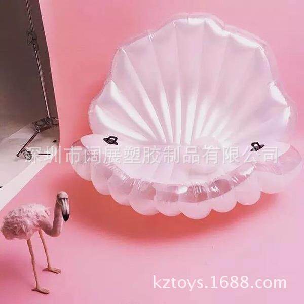 新款水上充气贝壳浮排 充气贝壳沙发 充气扇贝浮排浮床躺椅