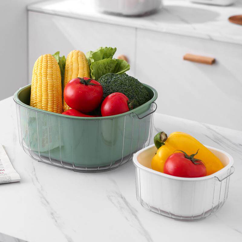 滤水菜筐双层洗菜盆沥水篮厨房家用客厅滴水篮汲水菜篓菜蓝子果蔬