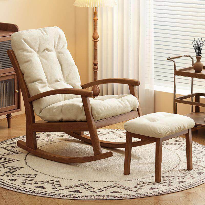 全实木摇椅躺椅阳台家用休闲客厅懒人摇摇椅轻奢设计师单人沙发椅
