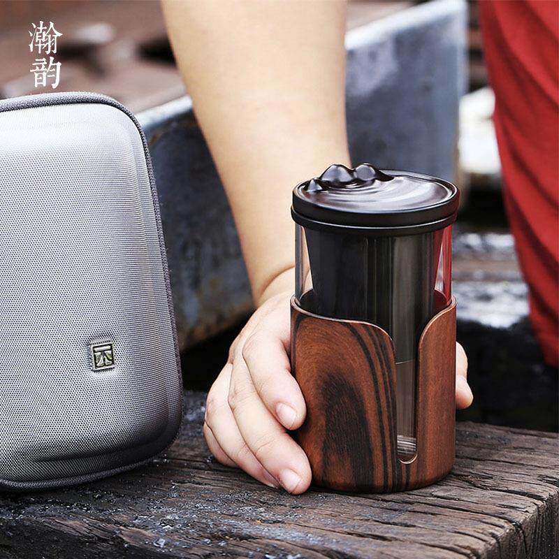 不觉堂创意便携泡茶杯陶瓷分离杯办公随手杯旅行茶具旅行杯带内胆