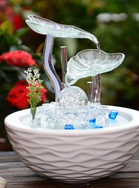 高档球乔迁加送礼客厅装饰品流水桌水面小喷泉摆设陶瓷晶创意湿器