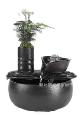 自动流水循环供氧鱼缸小型家用装饰公室内客厅桌面摆件开业送礼