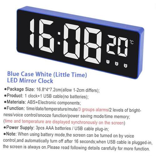 Smart LED Clock Bedside Digital Alarm Clocks Desktop Table E