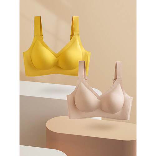 泰国乳胶无痕内衣女小胸罩聚拢无钢圈收副乳调整型运动背心文胸