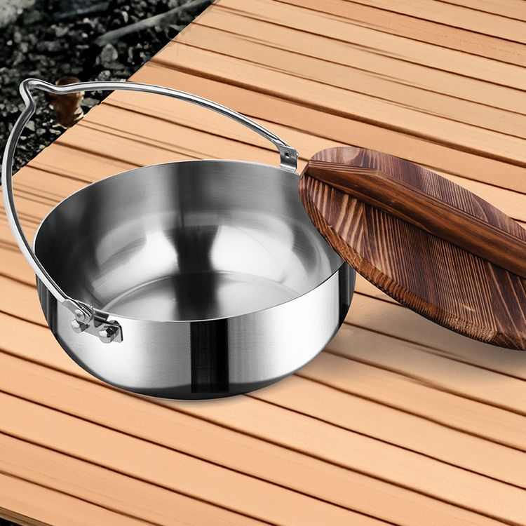 岚诺户外野营用吊蒸锅自驾游烧烤聚餐大蒸锅大吊锅2-4L篝火锅吊锅