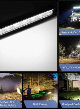 汽车LED工作灯长条灯三排60W120W 660W检修灯改装越野车顶灯射灯