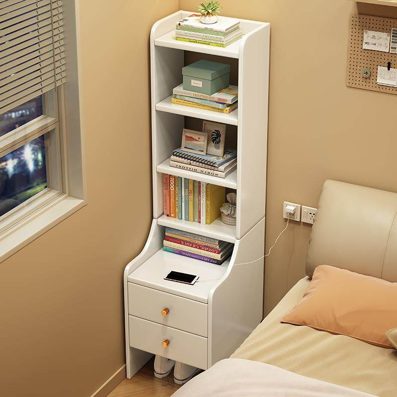 9C全实木床头柜置物架一体小型床边书架储物柜客厅现代简约收纳架