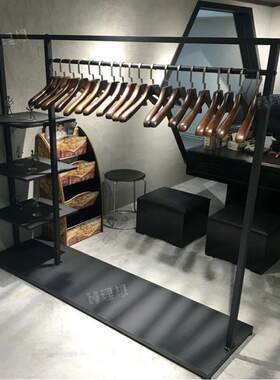 服装店展示架斯堪的纳维亚简单的衣架锻铁衣架家庭卧室落地式袋衣