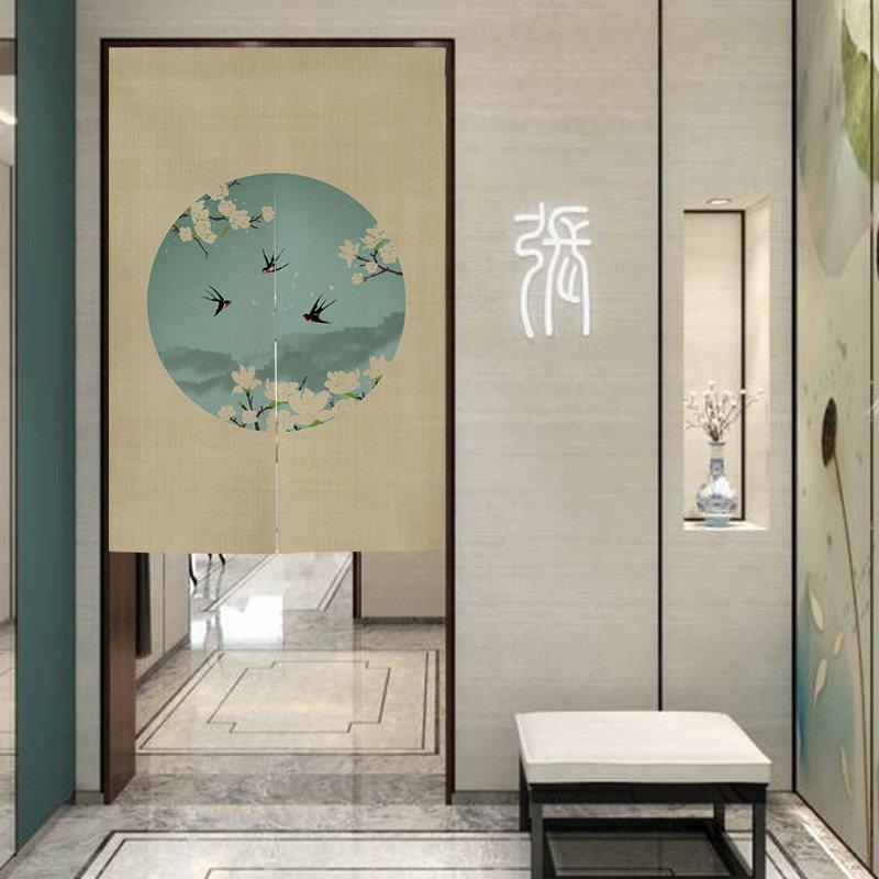 中式门帘家用复古中国风卧室客厅厕所半帘入户玄关挂帘遮挡隔断帘