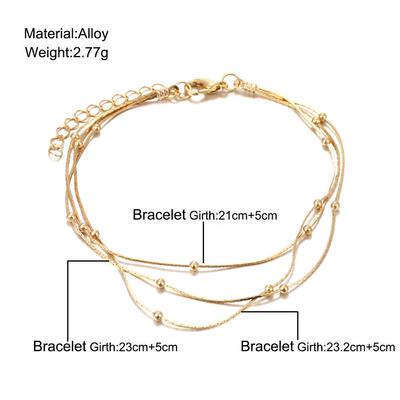 Three layer ankle chain set欧美跨境饰品叠戴圆珠三层脚炼套装