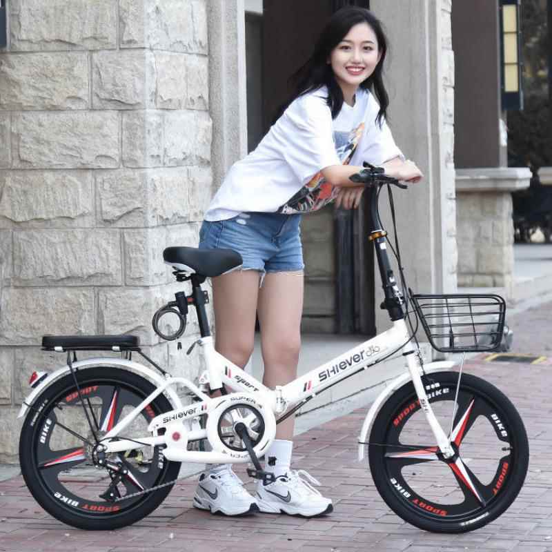 新款折叠变速自行车成年人实心胎20/22寸学生男女式小型脚踏单车
