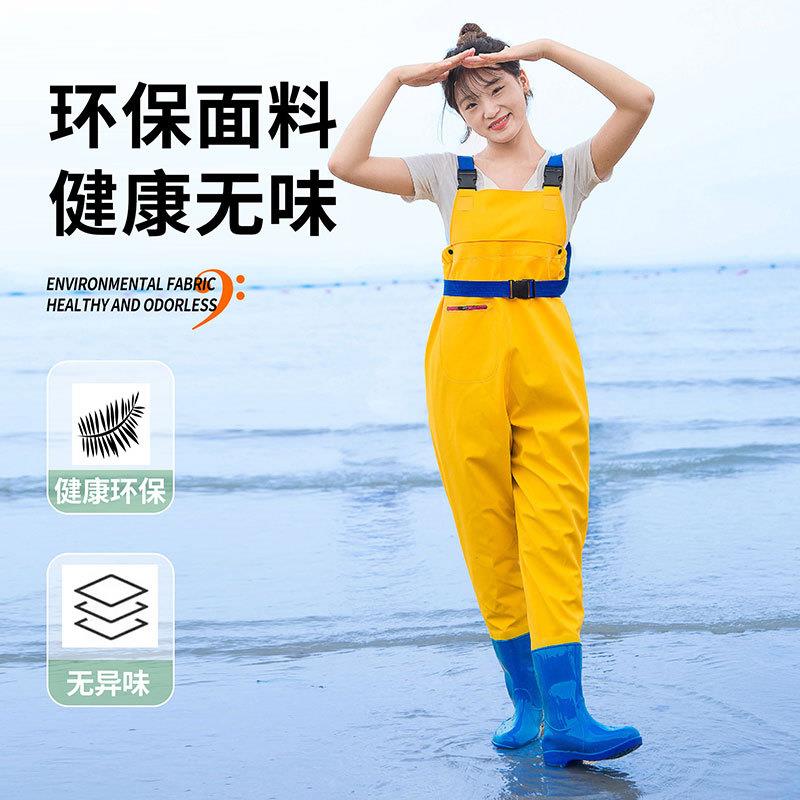 连体背带下水裤养殖雨衣套装半身雨裤全身皮叉女款