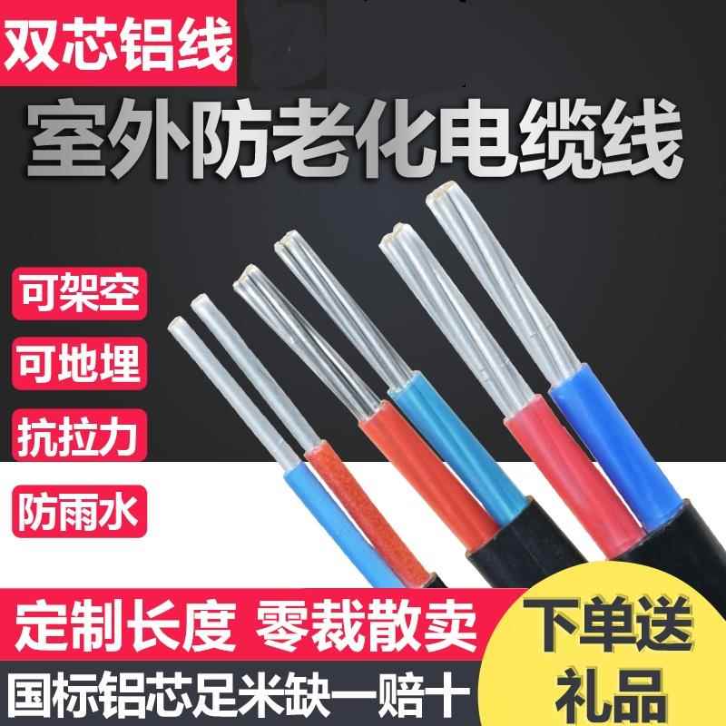 国标2芯3芯电缆线铝芯家用户外电线4 6 10 16 25平方双芯铝线护套