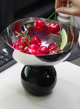 轻奢艺术圆珠水晶底座果盘摆件高脚精致高颜值零食干果托盘装饰品