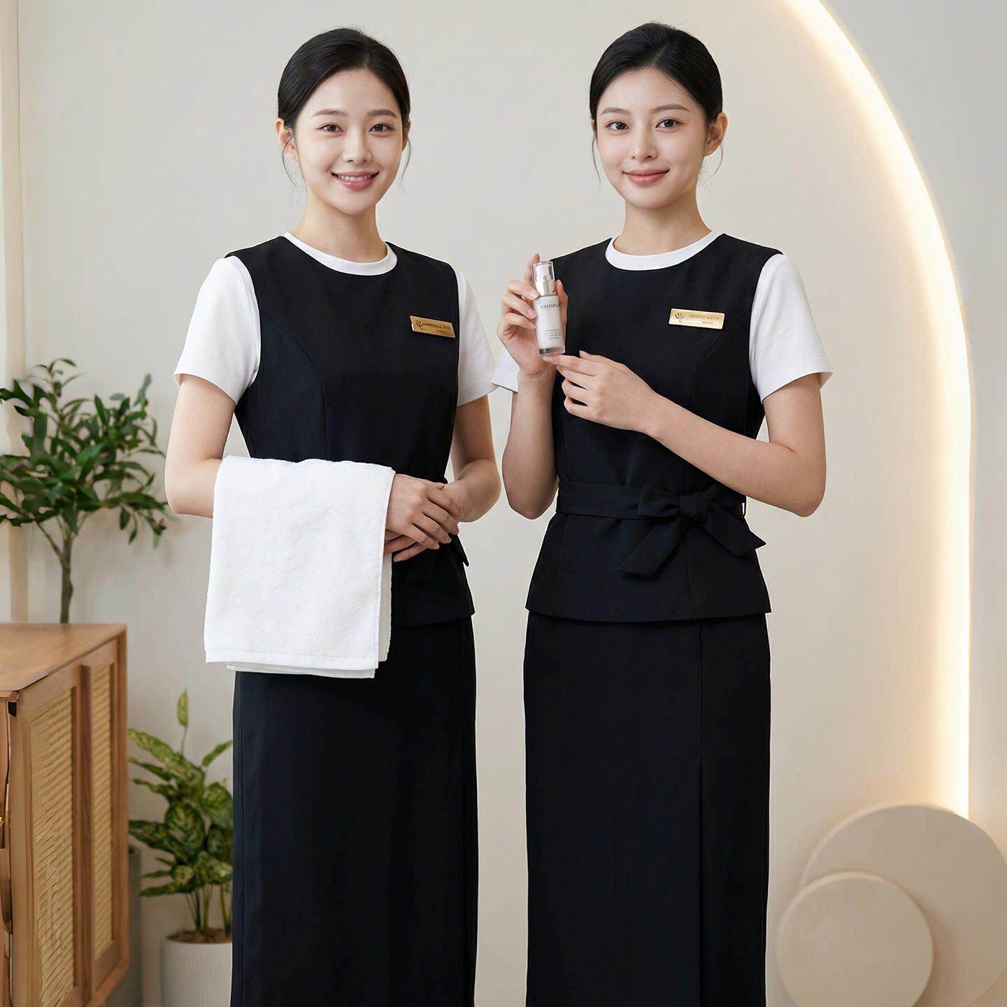 美容院工作服女美容师高端气质养生馆皮肤管理师足疗工服套装春夏图片