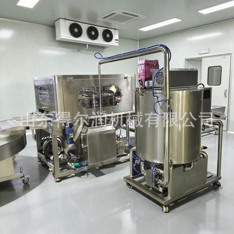 脆枣核桃巧克力涂层机 推拉式浆槽 加热保温 清洗方便 冷却隧道