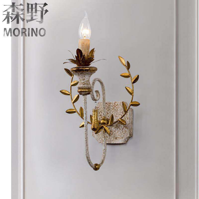森野照明 美式乡村法式田园复古做旧壁灯客厅餐厅卧室走廊楼梯间