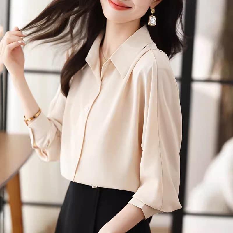 欧洲站白色雪纺职业衬衫女设计感小众2025年秋冬新款宽松气质上衣