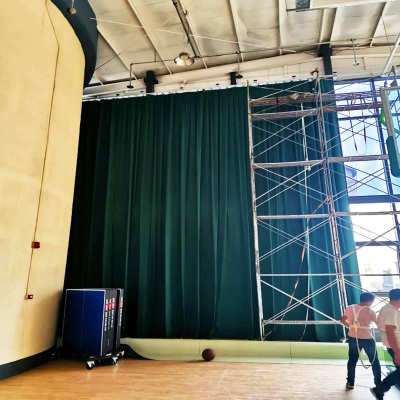 舞台幕布电动加厚铝合金型材厂家球馆电动开合轨道会场窗帘轨工厂