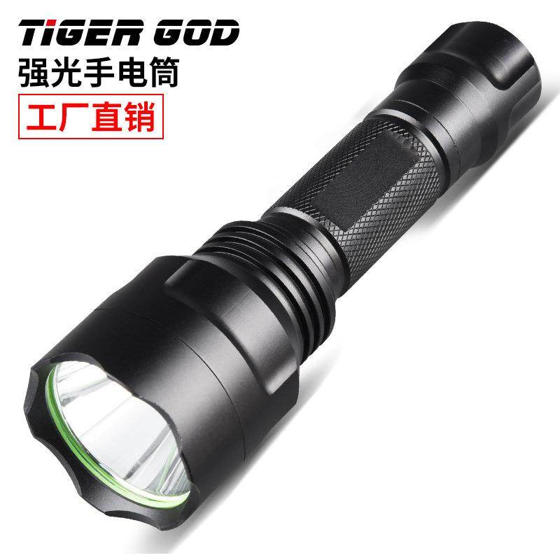 经典C远射XPE强光LED手电档调光户外便携定焦手电筒