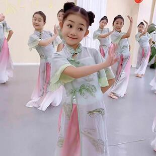 小月儿同款冠玉舞蹈服城外小月亮演出服儿童旗袍纱衣中国风古典舞