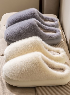 秋冬季情侣棉拖鞋女士居家用室内加绒保暖软底防滑拖鞋男加厚保暖