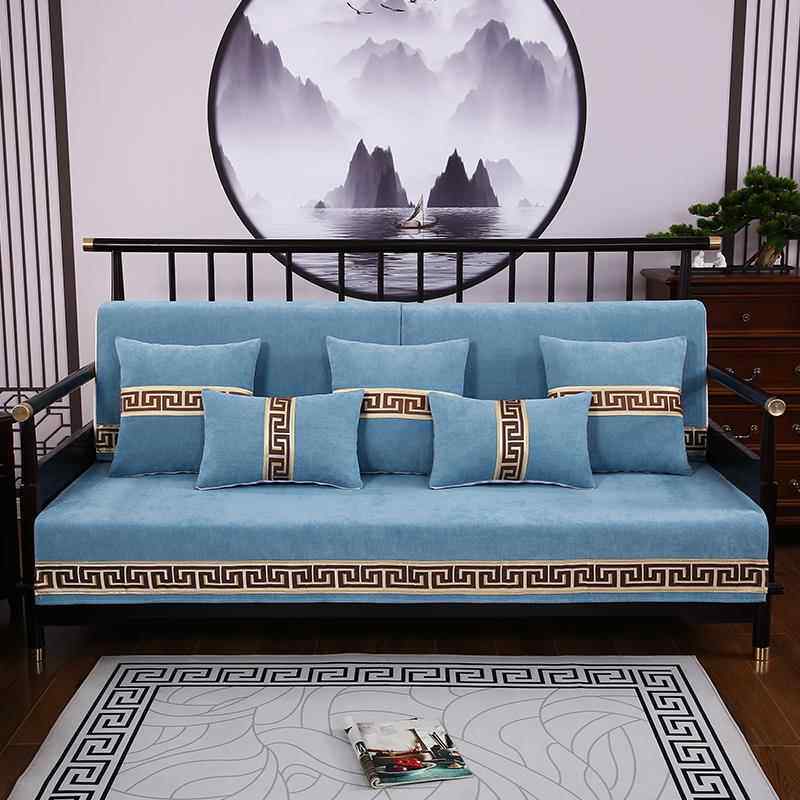 高档中新盖式沙3发垫子四季通用防滑坐垫实红木雪尼尔盖布实木12