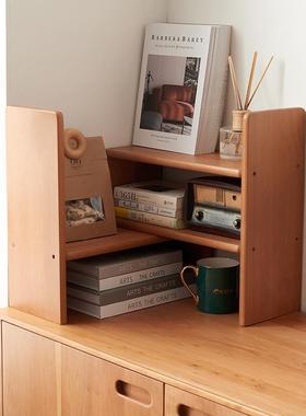 2EMD置I实木物伸缩组合书架樱公桃木桌面物架办桌上收纳多层储架