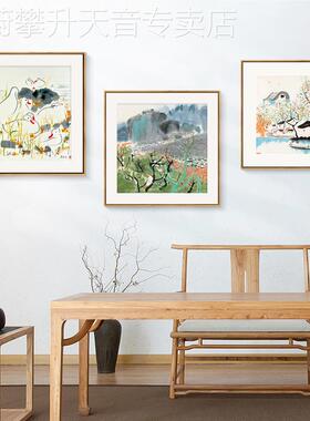 网红挂冠厅式中新中正餐厅方形装饰画水墨禅意画中国风卧客室床头