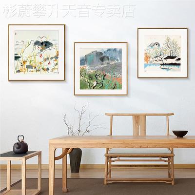 网红挂冠厅式中新中正餐厅方形装饰画水墨禅意画中国风卧客室床头