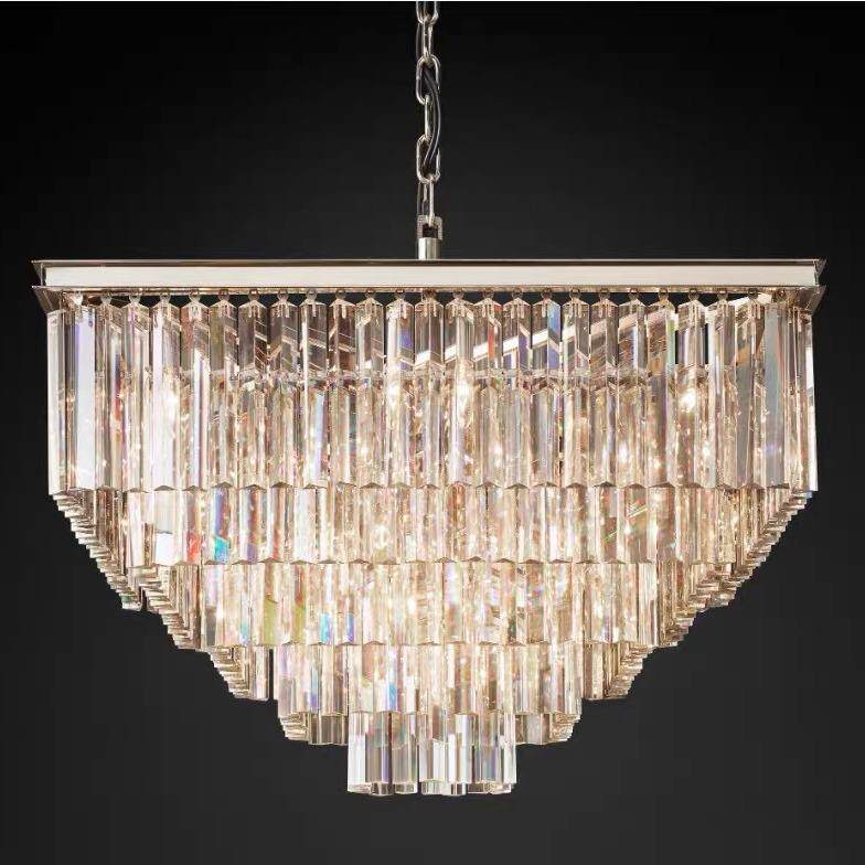 美式水晶吸顶灯别墅客厅主灯卧室正方形厅灯轻奢入户大堂酒店吊灯