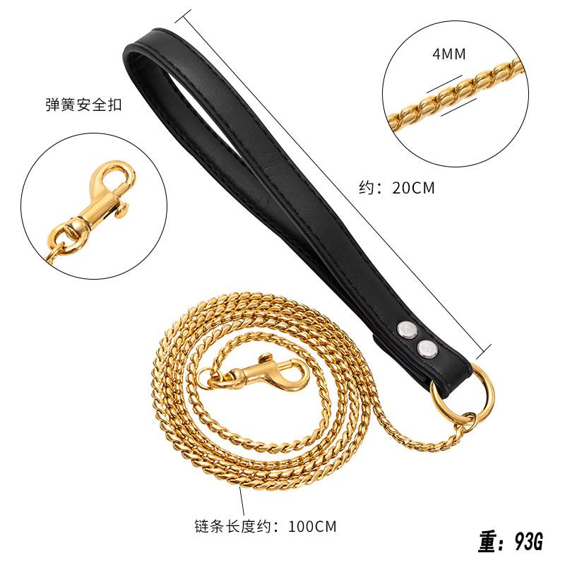 无缝焊接赛级蛇炼不锈钢牵引绳遛狗猫金炼子细宠物牵狗绳子小型犬