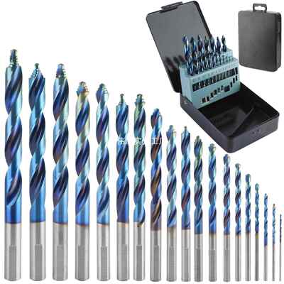 镀蓝阶梯钻19件套超硬直柄台阶钻铝合金门窗幕墙移门二级子母钻